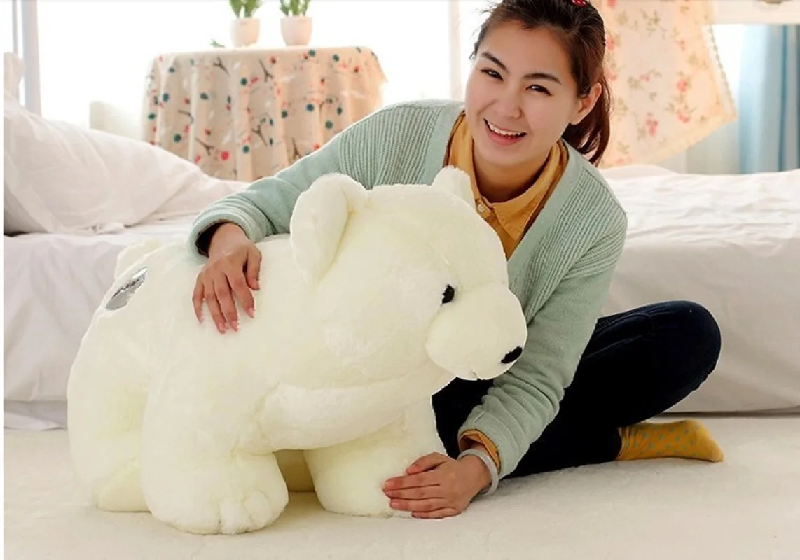 Grande orso bianco da 55 cm giocattolo grasso orso polare peluche bambola morbida cuscino di tiro regalo di compleanno h0975