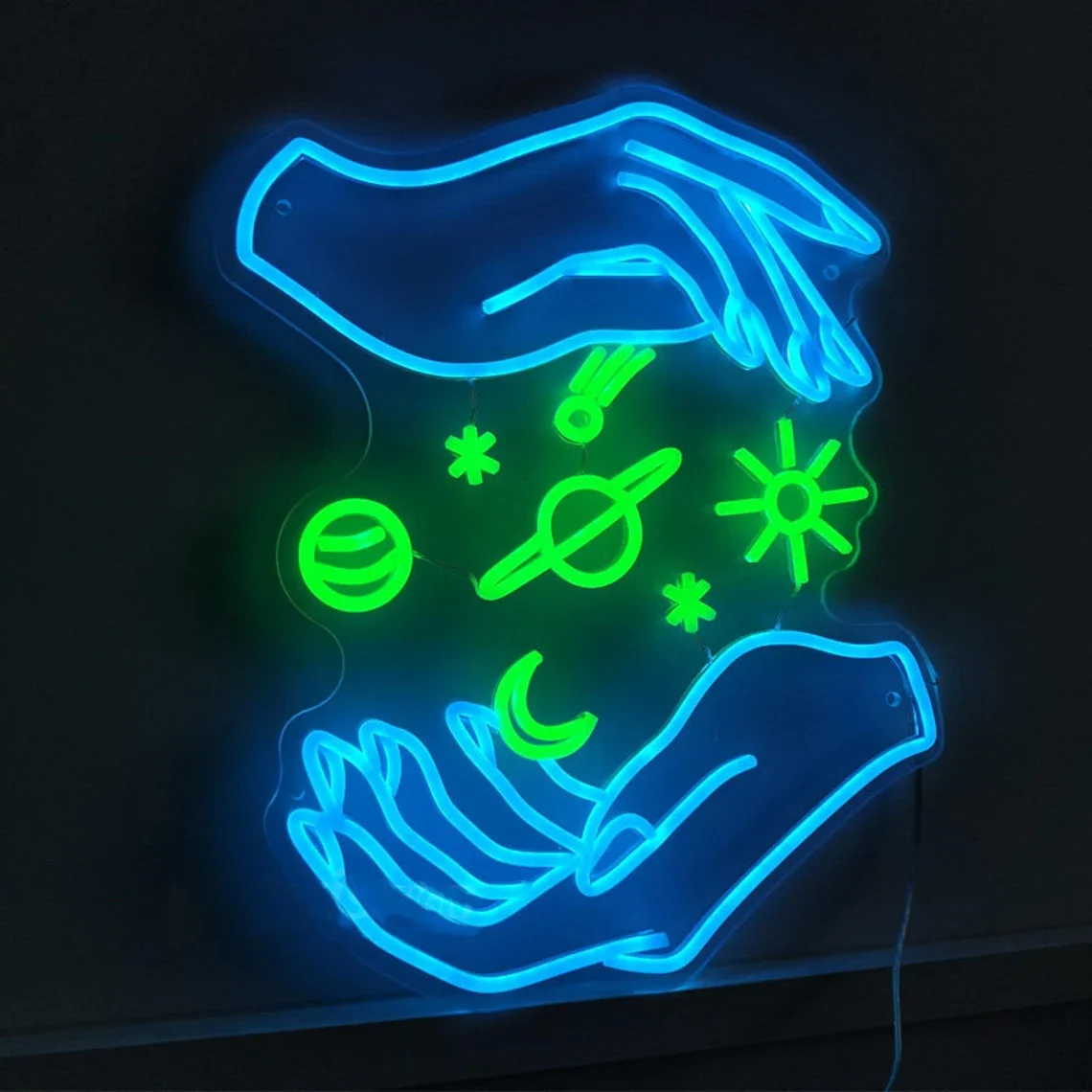 Myth Neon Sign Planet Sun Moon Star Hand Neon Sign Gaming Room Decor Unique and Interesting  Idea Gift Home Decor Lovers