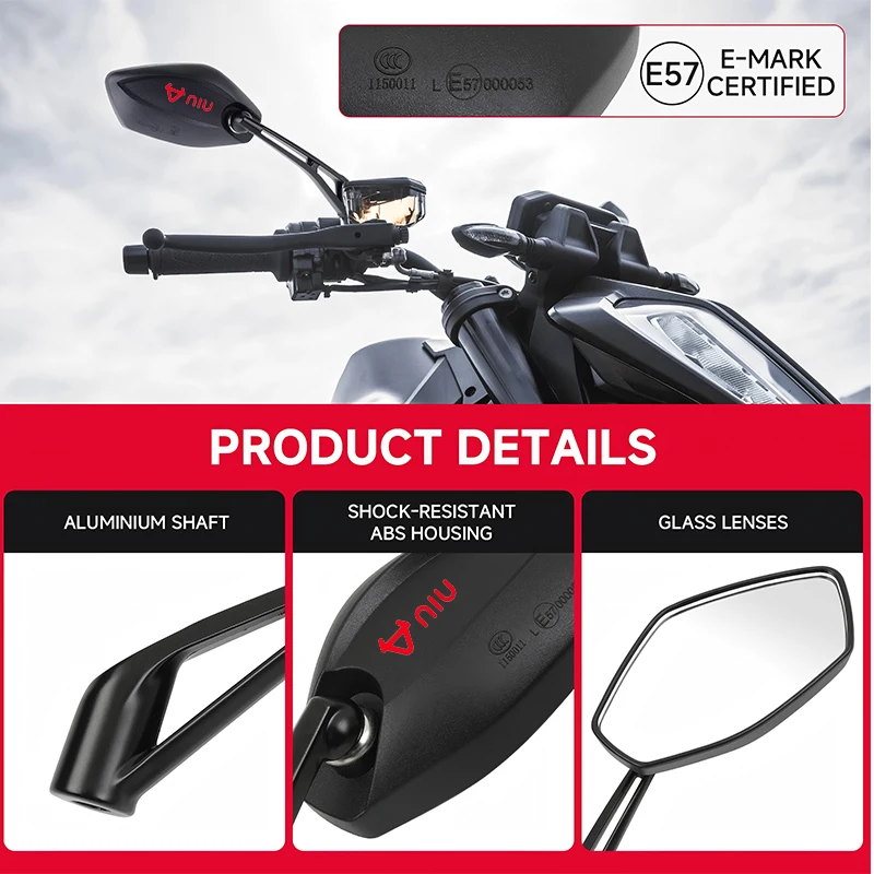 Universal Motocross ATV Off-road Rearview Mirror Motorcycle Accessories For NIU UQi+ NQiGT MQi2 MQi+ NXT NX X3 XQi3 SQi F600