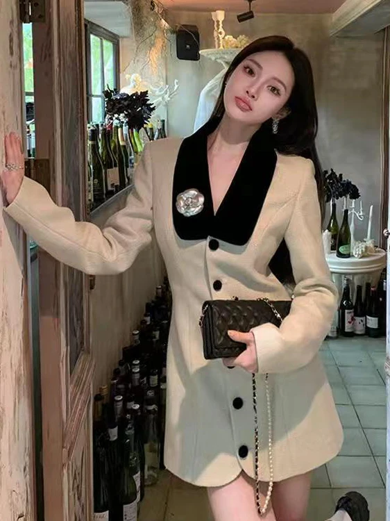 

plus Size Slim Fit Long Sve Turn-down Collar Dr Ele Ladylike ort A-line Skirt for Plump Women Casual Wear