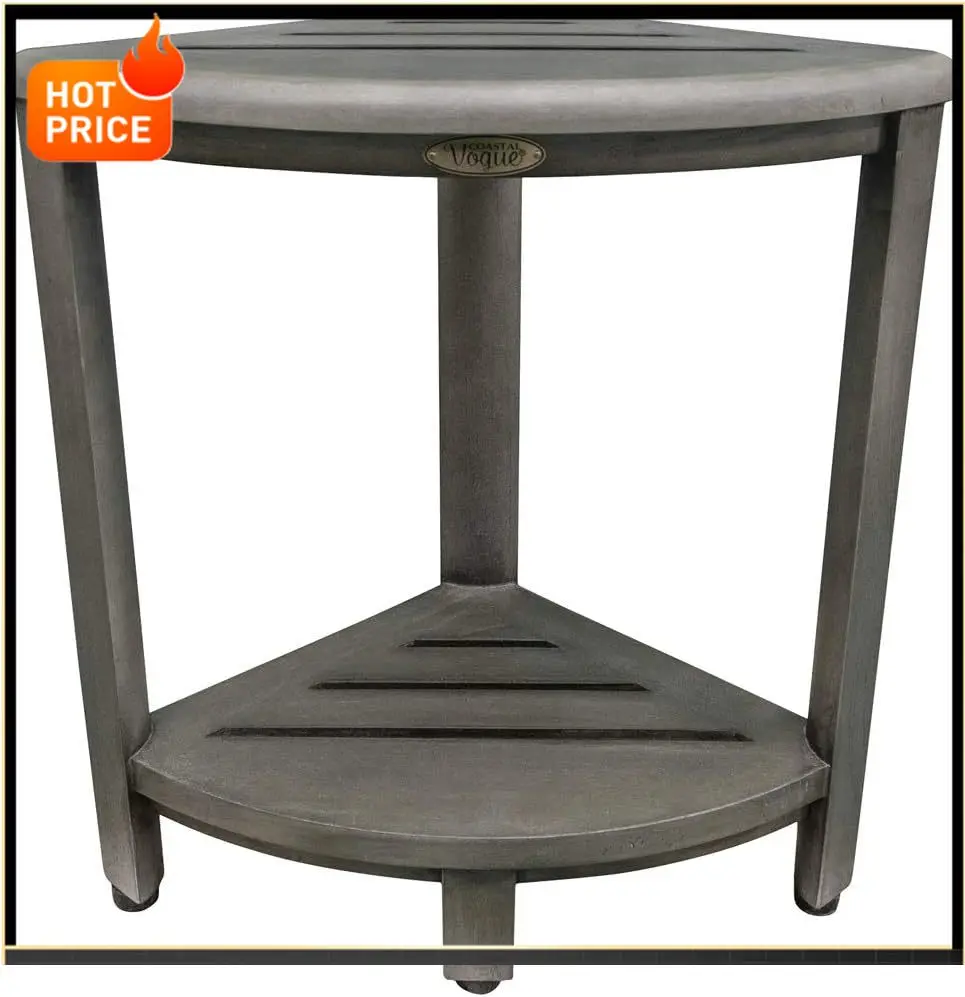 

BestsellerSnazzy Corner Two Tier Gray Color Shelf Waterproof Teak Wood Shower Bench Stool Seat Chair For Inside Shower Provides