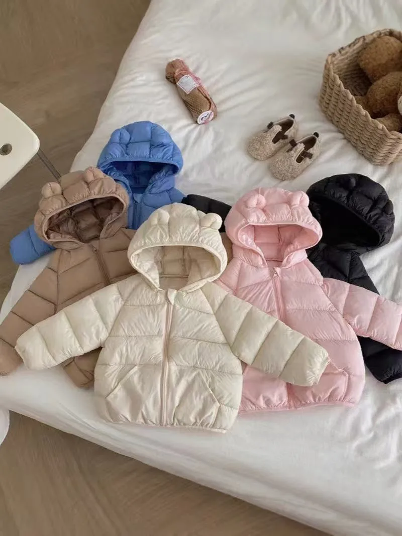 

Kids Parka Cotton ClothesTeen Girls Down Jacket Winter New Korean Version Children's Big Fur Collar Down Cotton Jacket 80-130CM