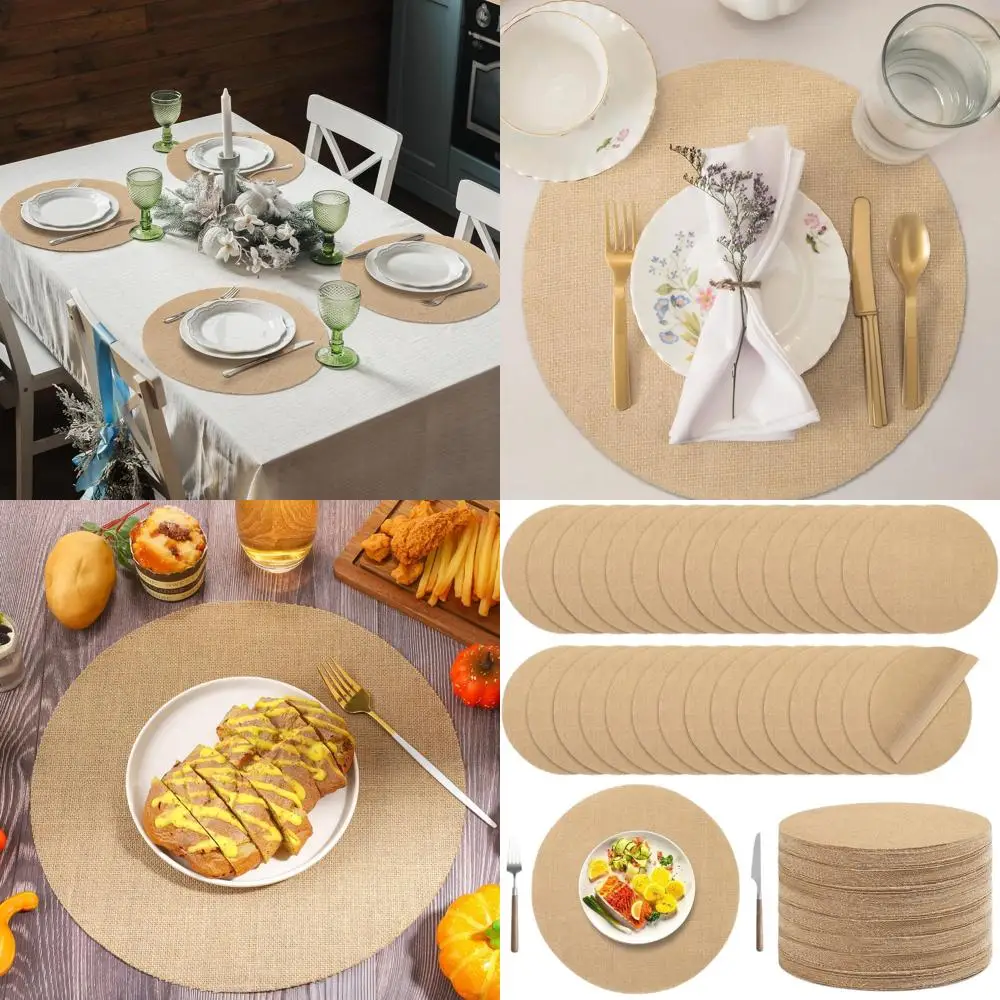 

Набор из 100 круглых подставок под тарелки из натурального джута, 15 см, многоразовые джутовые салфетки для стола в деревенском стиле и для свадебного декора