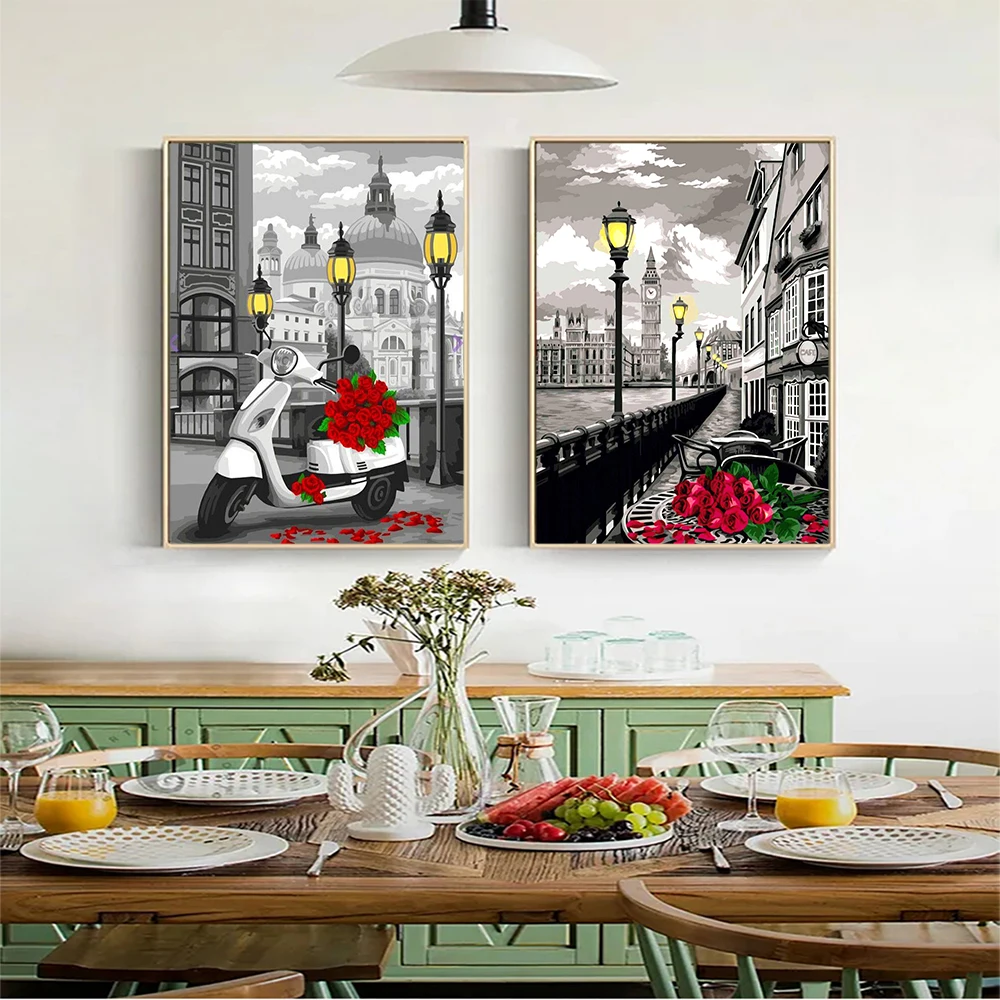 5D Diy Diamant Stickerei Schwarz und Weiß Bild New York Street Cars Volle Runde Mosaik Diamant Malerei Home Dekoration Geschenk – Detail 3