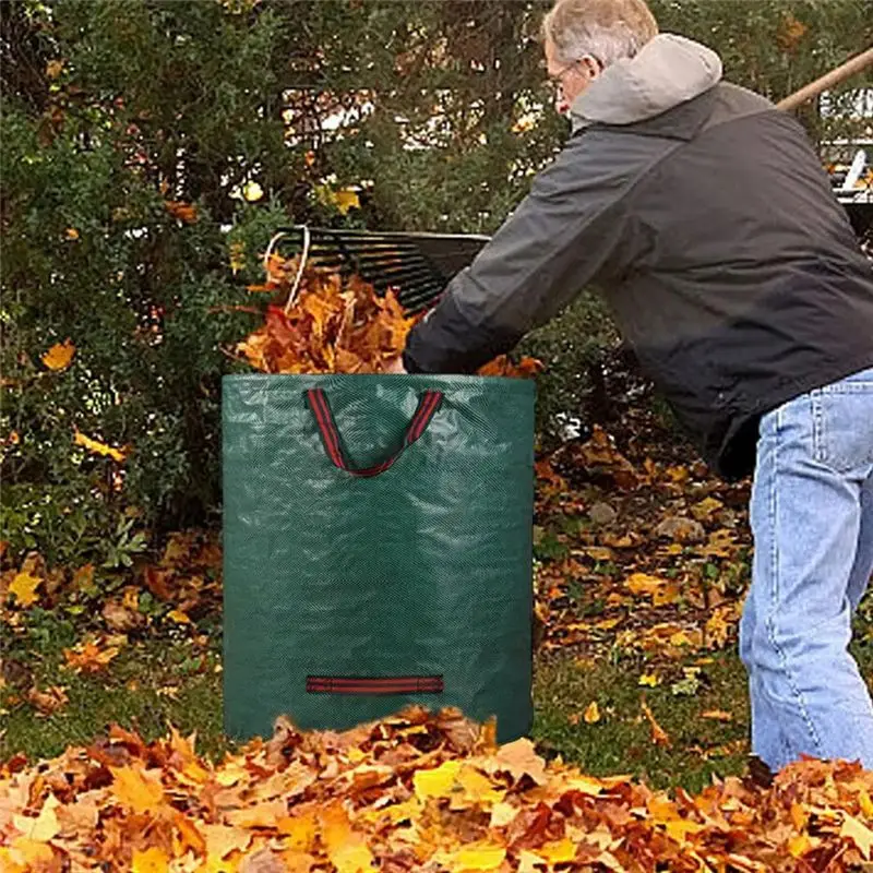 AT19-300L Garden Waste Bag Large Capacity Garden Bag Reusable Waterproof Leaf Sack Weed Trash Can Container For Yard Lawn