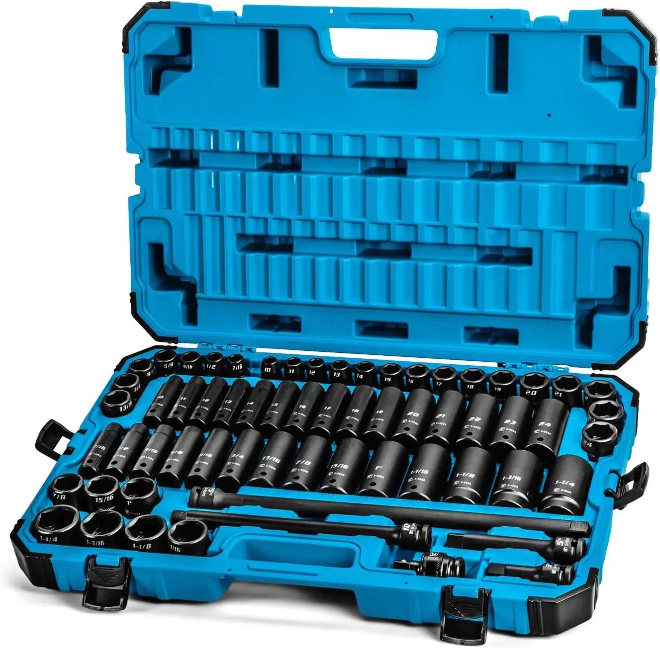 

1/2-Inch Drive Deep Impact Socket Set with Adapters and Extensions, Chrome Molybdenum, Master Set Metric and SAE Tools