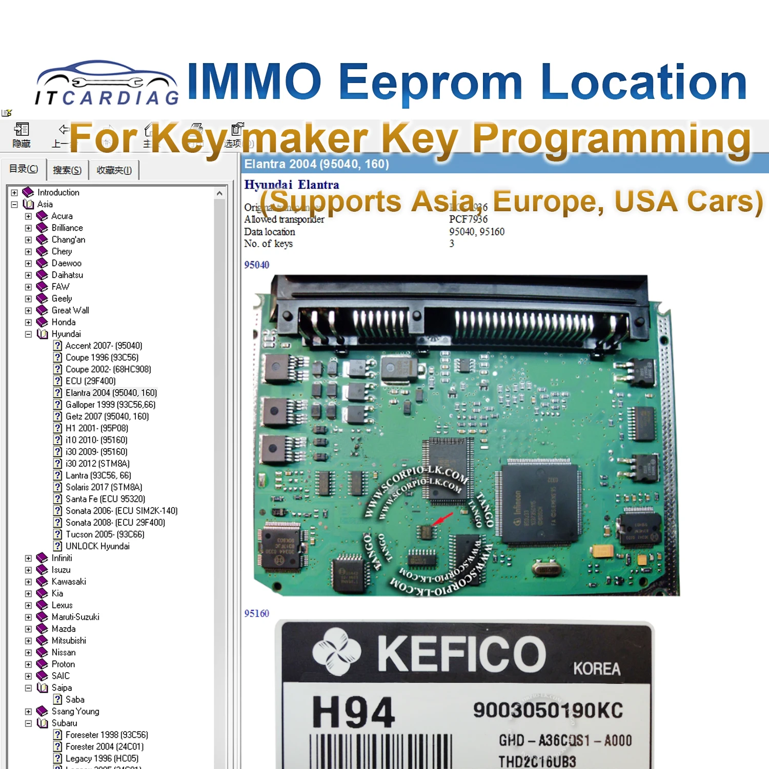 Software de ubicación IMMO off EEPROM para Key Maker, programación de llaves, muestra datos del transpondedor permitidos originales, número de teclas