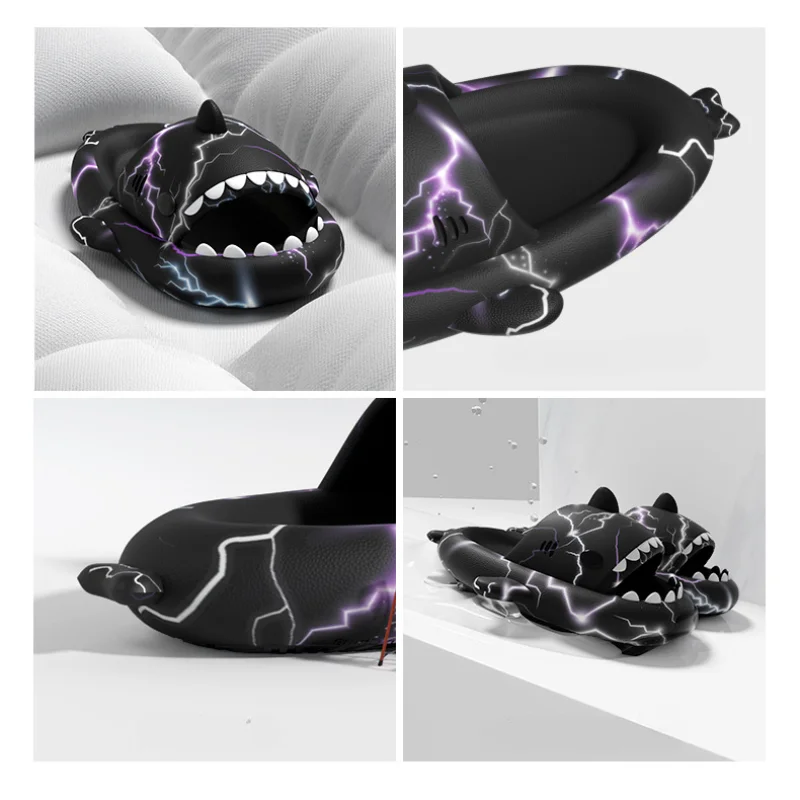 Summer Men Shark Flip Flops Women Shark Slippers Indoor Couple Outdoor Beach Soft Cloud Flat Sandals Fashion Sports Shark Slides