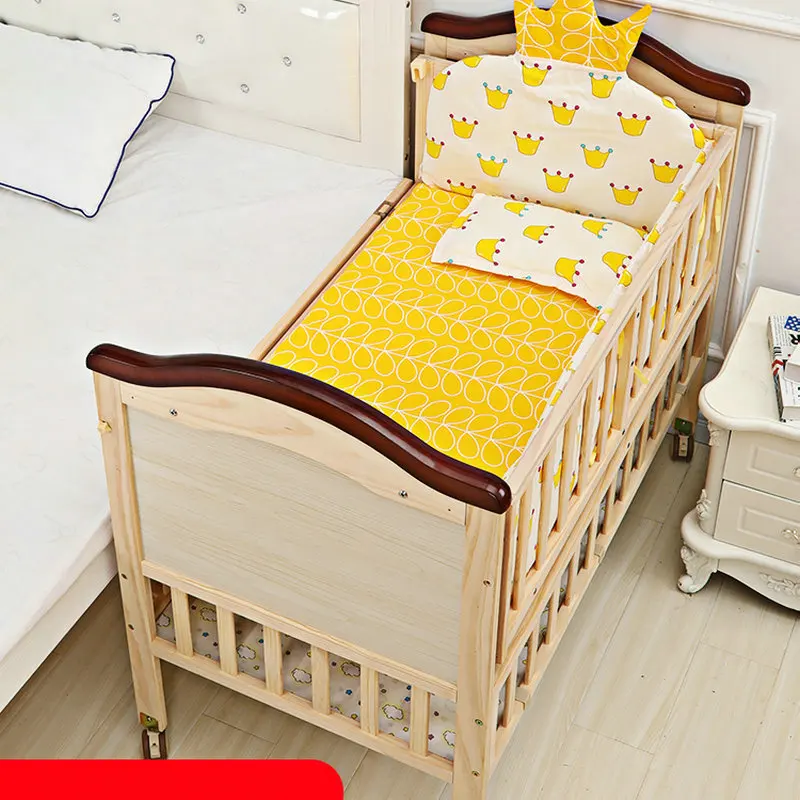 Electric Baby Crib, 108*64*89cm, Solid Wood Cradle Splicing Large Bed, Multifunctional Newborn BB Cot