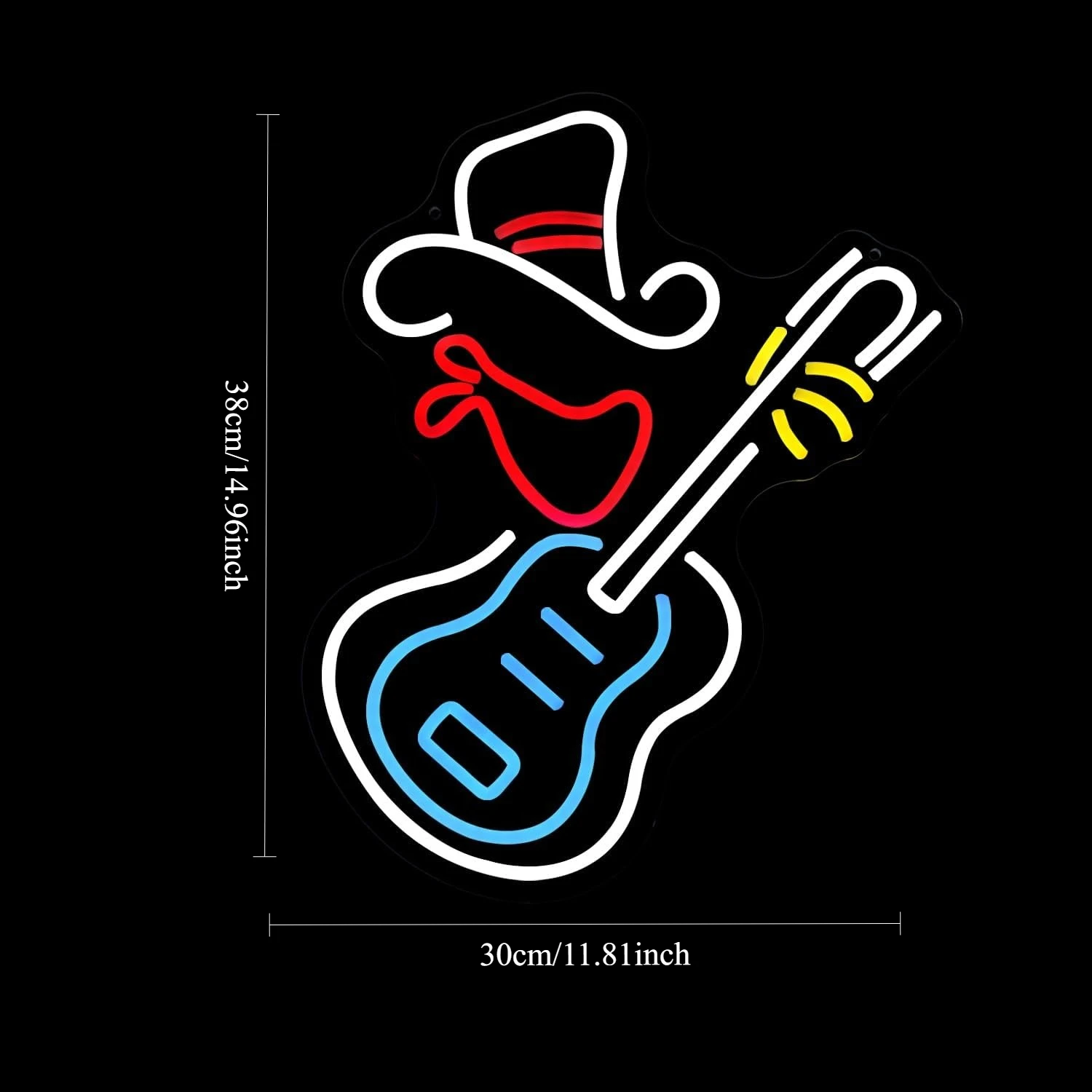 كاوبوي الغيتار LED النيون موضوع البلد ديكور USB ضوء النيون بار الصالون الغربي الموسيقى الشعبية مكان عكس الضوء فناء ديكور الحفلات #2