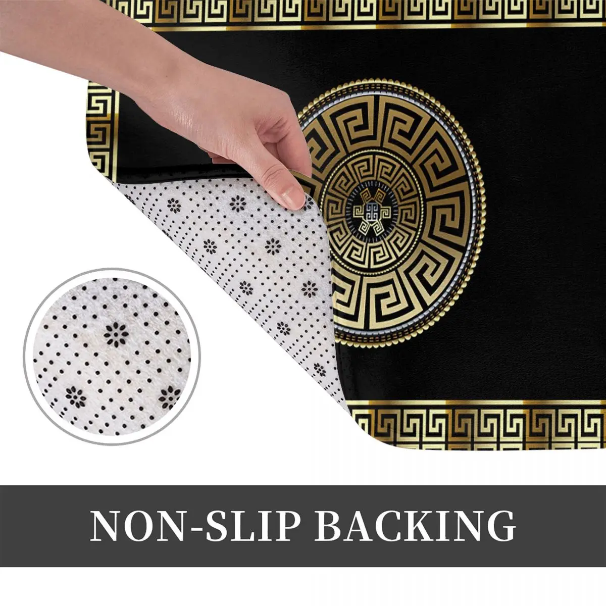Luxurious Golden Lettering And Rotating Disc Design Anti-slip Doormat Floor Mat Carpet Rug for Kitchen Entrance Home Footpad Mat