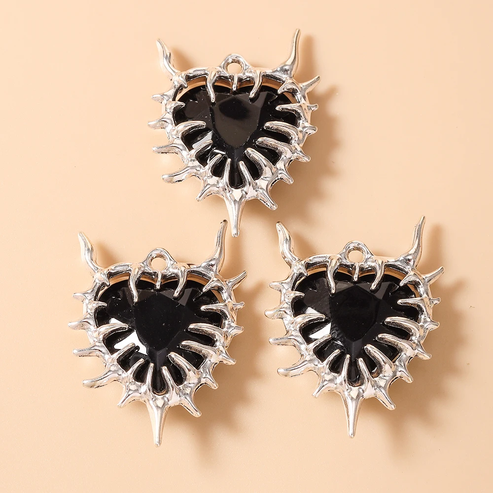 Leslie 5 Stück 24*33mm Steampunk Gothic Thorn Heart Charms Anhänger für Ohrringe Halskette Armband DIY Schmuck handgefertigtes Kunsthandwerk – Detail 5