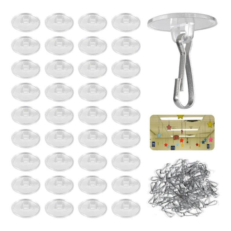 

4X7B Pack of 50 Sturdy Adhesive Wall Hangers For Holiday Decorations Removable Hooks