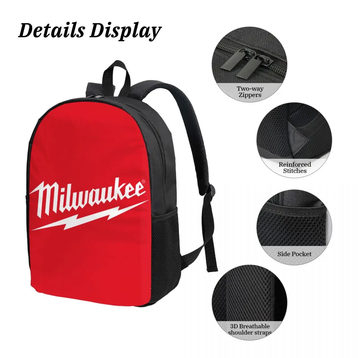 Popular W-milwaukeed Logo Backpack Backpacks Women Men Teenager Bookbag Students School Bag Travel Rucksack Shoulder Bag