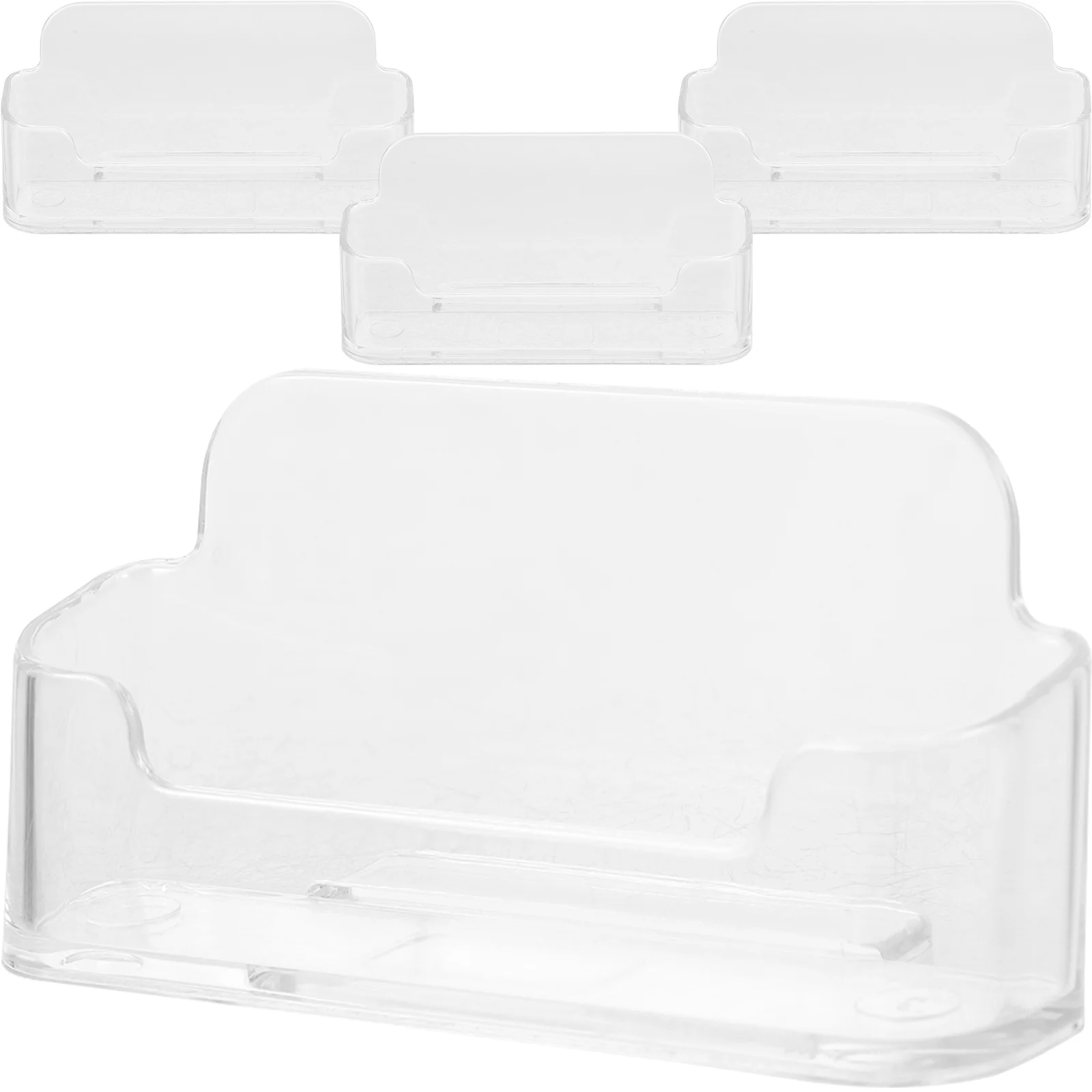 

4pcs Business Card Holder Transparent Name Cards Stand Desk Organizer For Office Vendor Booth Display Plastic Card Storage Case