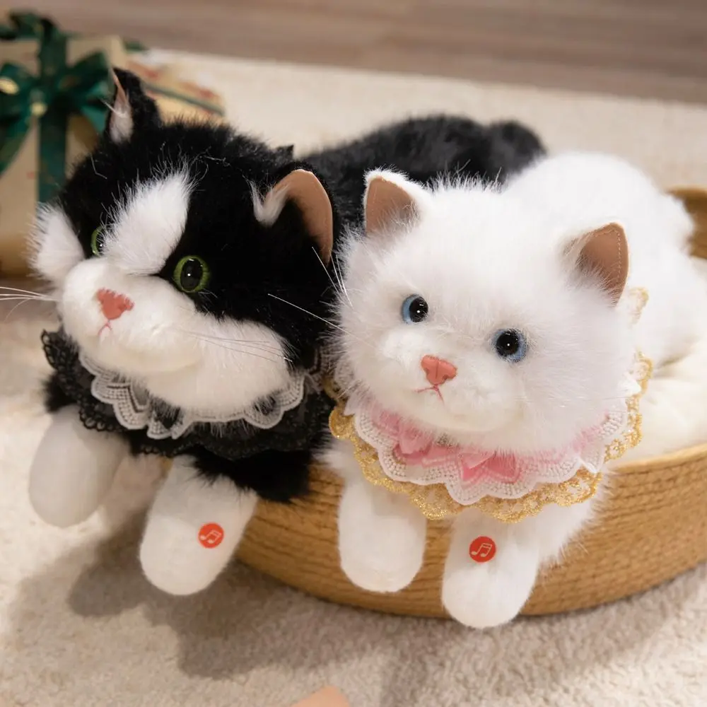 ตุ๊กตาแมวนุ่มนิ่มน่ารัก เสียงเหมือนจริง ของเล่นตุ๊กตาแมวขนฟู ของตกแต่งบ้าน