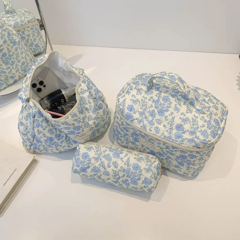 Wholesale Vintage Flower Women Cosmetic Bag Portable Zipper Makeup Travel Organizer Female Handbag Toiletry Storage Pouch