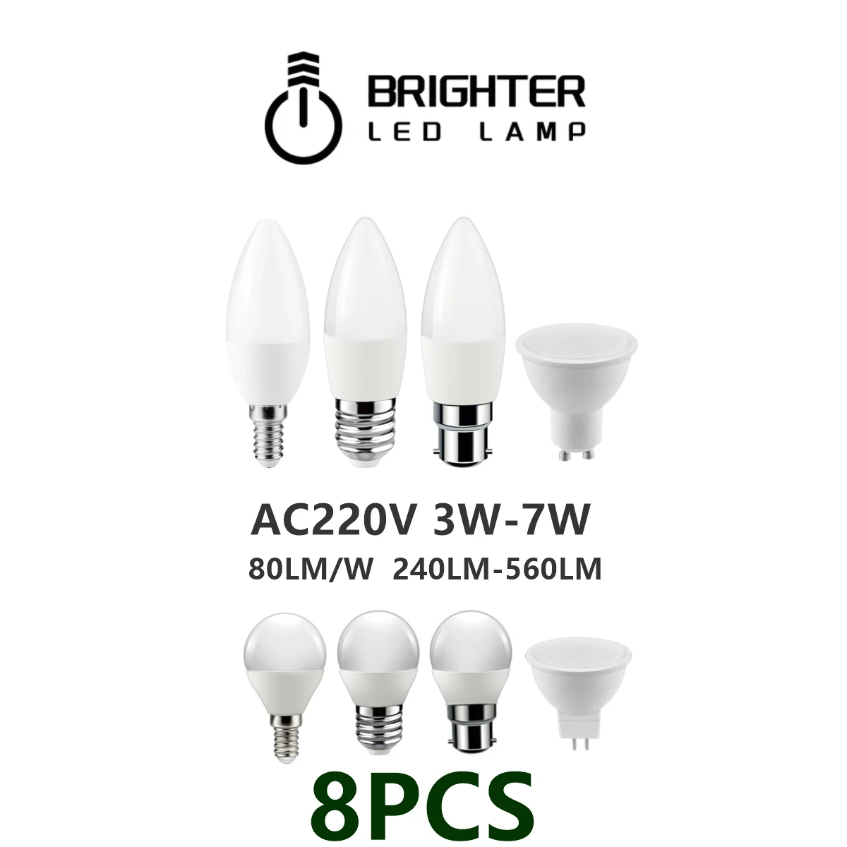 

8PCS Factory direct LED bulb mini bubl GU10 MR16 220V low power 3W-7W high lumen no strobe Apply to kitchen bathroom study