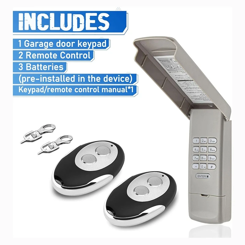 877MAX Garage Door Opener Keypad With 2 Garage Door Opener Remote,Replaces Remote 893LM 893Max 971LM 371LM