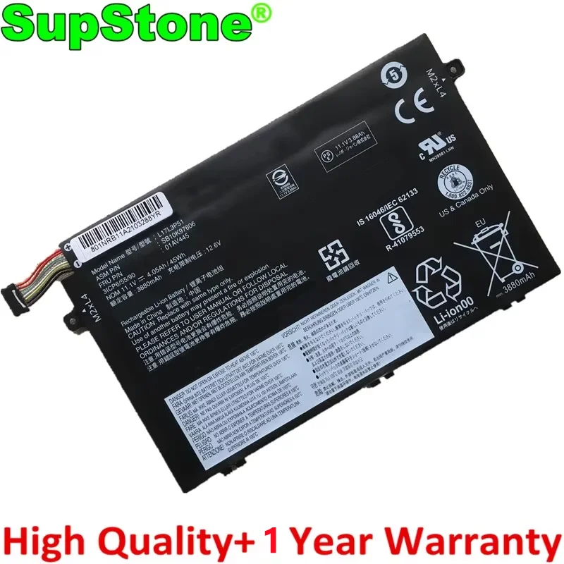 SupStone L17C3P51 L17L3P51 Battery For Lenovo ThinkPad E15 E480 E490 E495 E580 E585 E590 E595 01AV446 01AV445 01AV448 SB10K97606