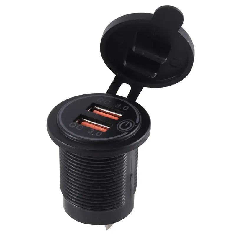 

Stable-12V 36W Quick Charge 3.0 Dual USB Car USB Fast With Switch For Boat Motorcycle Truck Sedan