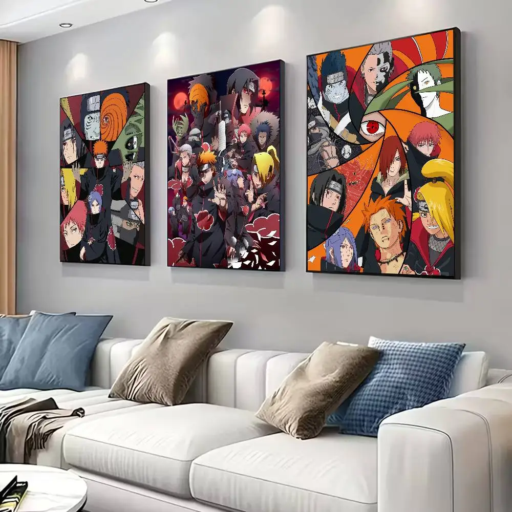 N-Naruto Akatsuki-Poster für Wohnzimmer, Schlafzimmer, Büro oder Bar, rahmenlos, für den Innenbereich, Schlafzimmer-Wandkunst.