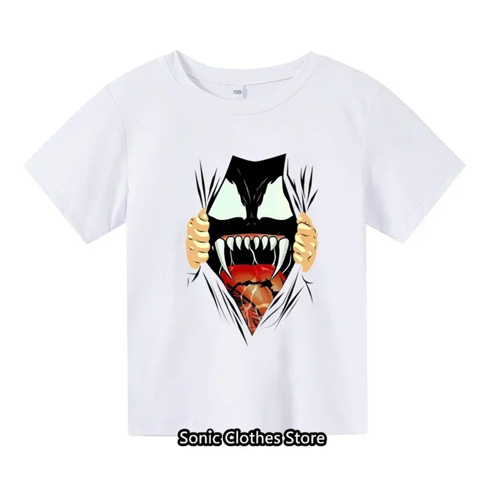 2024 New Spider Man Cartoon Boys and Girls Children's Printed T-shirt Children's Summer Fashion Short sleeved T-shirt Top