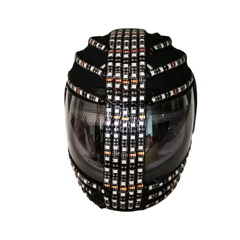 Colorful LED Glowing Helmet Full Helmet Headgear Remote Control Color Changing Performance Props Colorful Masks Halloween