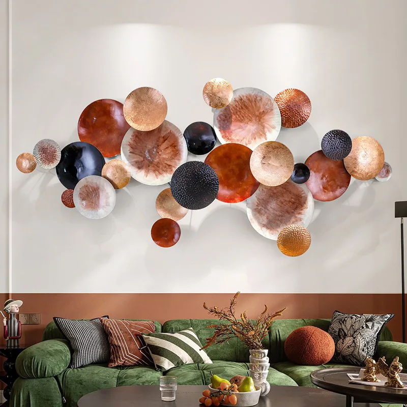 Modern simple living room sofa background wall decoration pendant creative light luxury bedroom wrought iron wall decoration