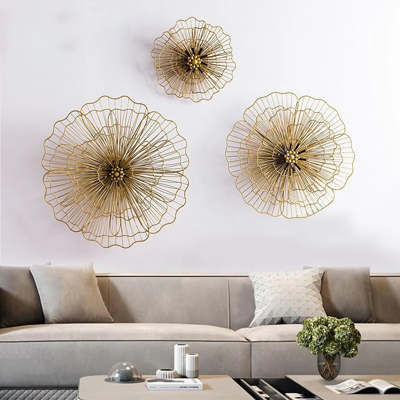 Modern Minimalist Wall Decoration for Living Room, Sofa Background Wall Decor, 3D Iron Flower Pendant, Hallway Hanging Ornaments