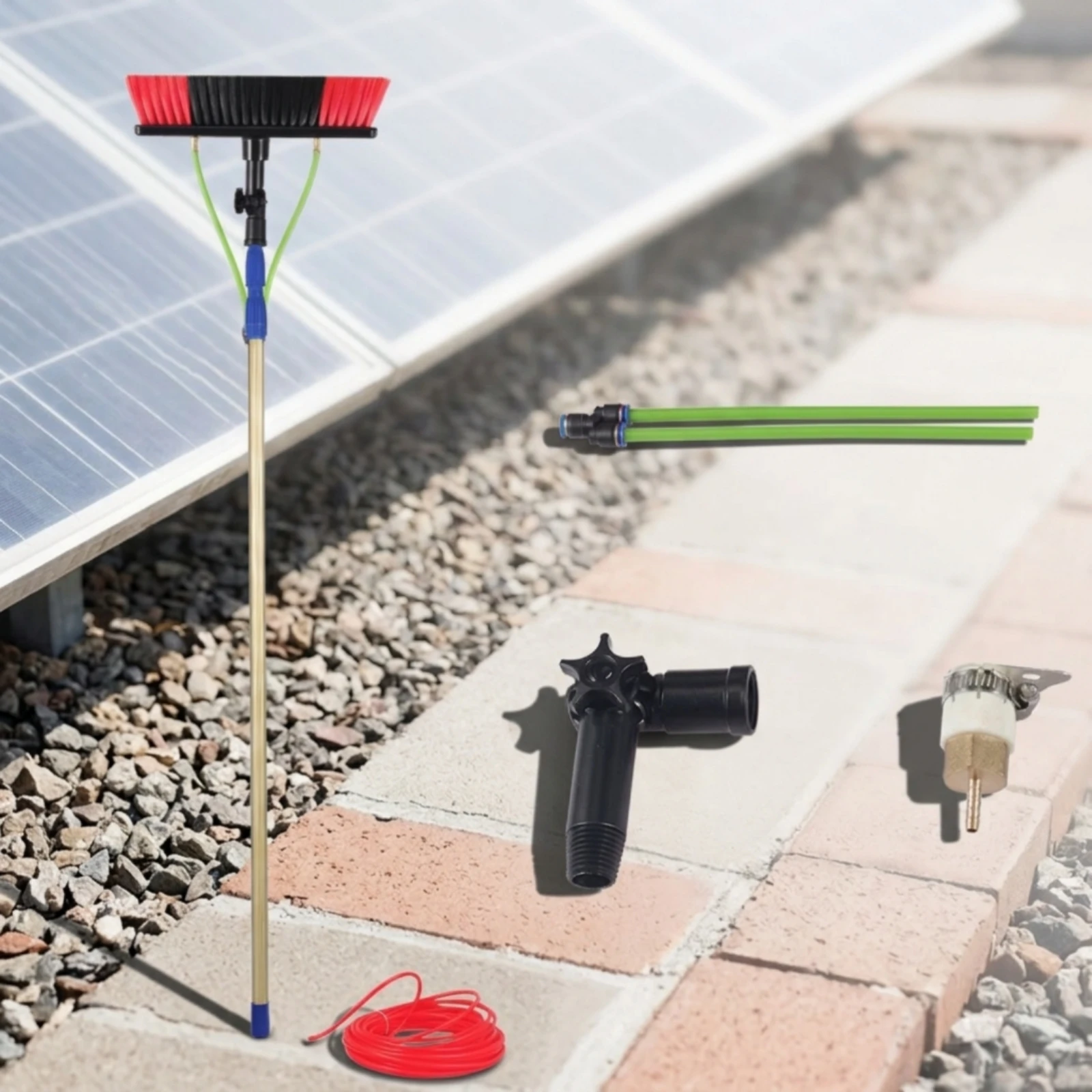 

Water-Fed Pole System Titanium Alloy Water-Fed Brush Telescopic Cleaning Pole Allall-Inclusive Extendable for Cleaners, Facades