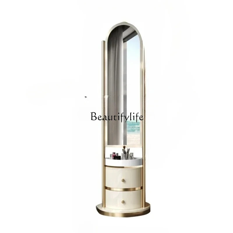 

Light Luxury Rotating Dressing Mirror Household Floor Mirror Clothes Rack Bedroom Coat Rack Mirror