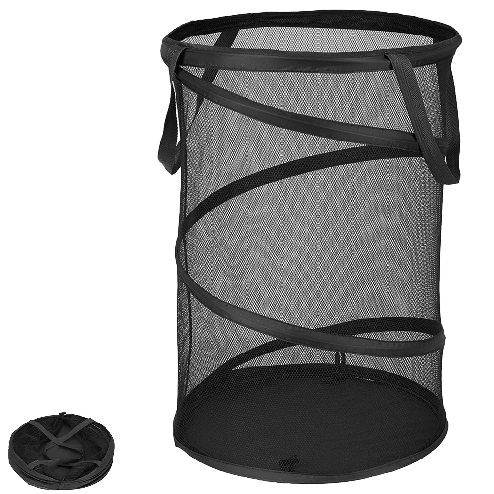 

Folding Laundry Mesh Basket Household Storage Hamper Double Handles Super Large Foldable Dirty Clothes Organizer Space Saving