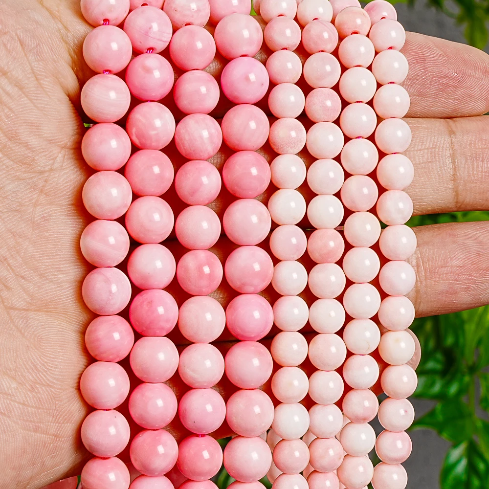 6mm 8mm Natural Pink Queen Conch Shell Round Beads Genuine Sea Shell Spacer Beads for DIY Jewelry Making Healing Crystal Gift