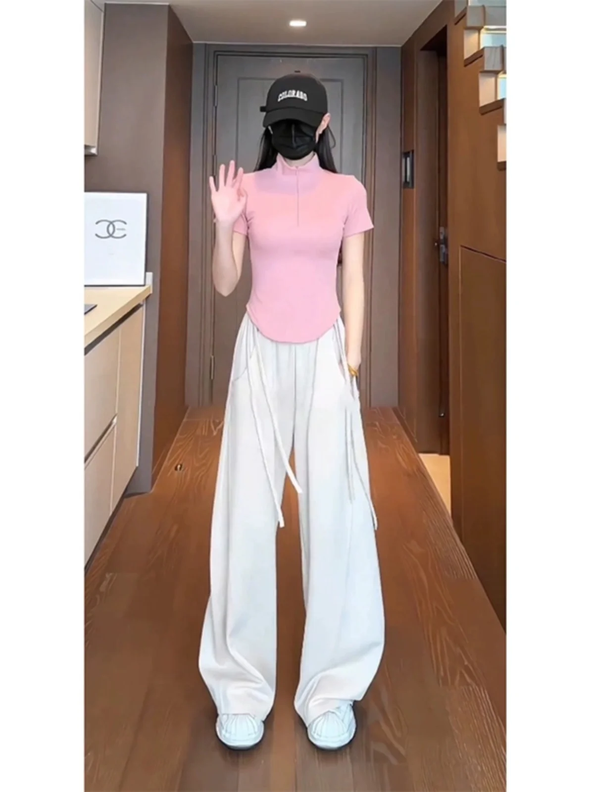 

Summer Thin White Sweatpants Men's Design Korean Sle Drapey OOTD Pants Wide Leg Street Sle Casual Trousers for Teens