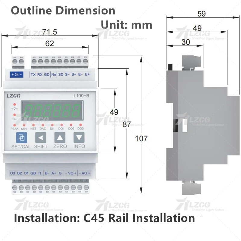 Load Cell Weighing Display Indicator Force Measurement Instrument Transmitter Digital RS485/RS232 Analog 4~20mA/0~5V Modbus-RTU