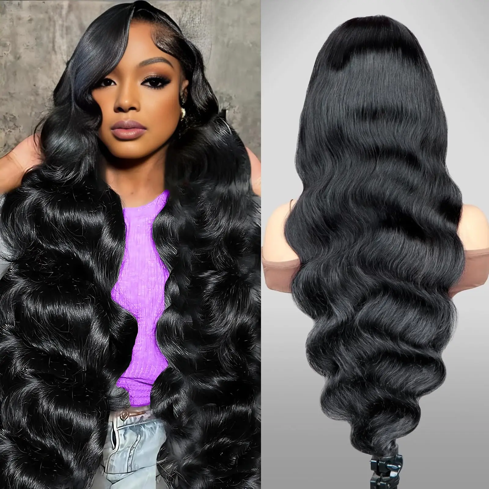 

100% Human Hair Brazilian 30 42 Inch Body Wave 13x4 13x6 HD Transparent Lace Front Wig Black 5x5 Lace Frontal Wigs Pre Plucked