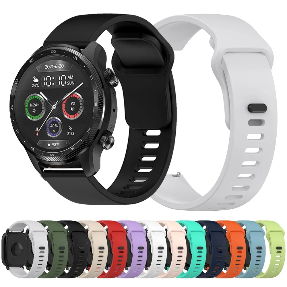 20 مللي متر 22 مللي متر حزام ساعة سيليكون ل TicWatch Pro 3 الترا حزام ل TicWatch GTW/GTX/S2/E2/E3/GTH استبدال سوار رياضي ناعم