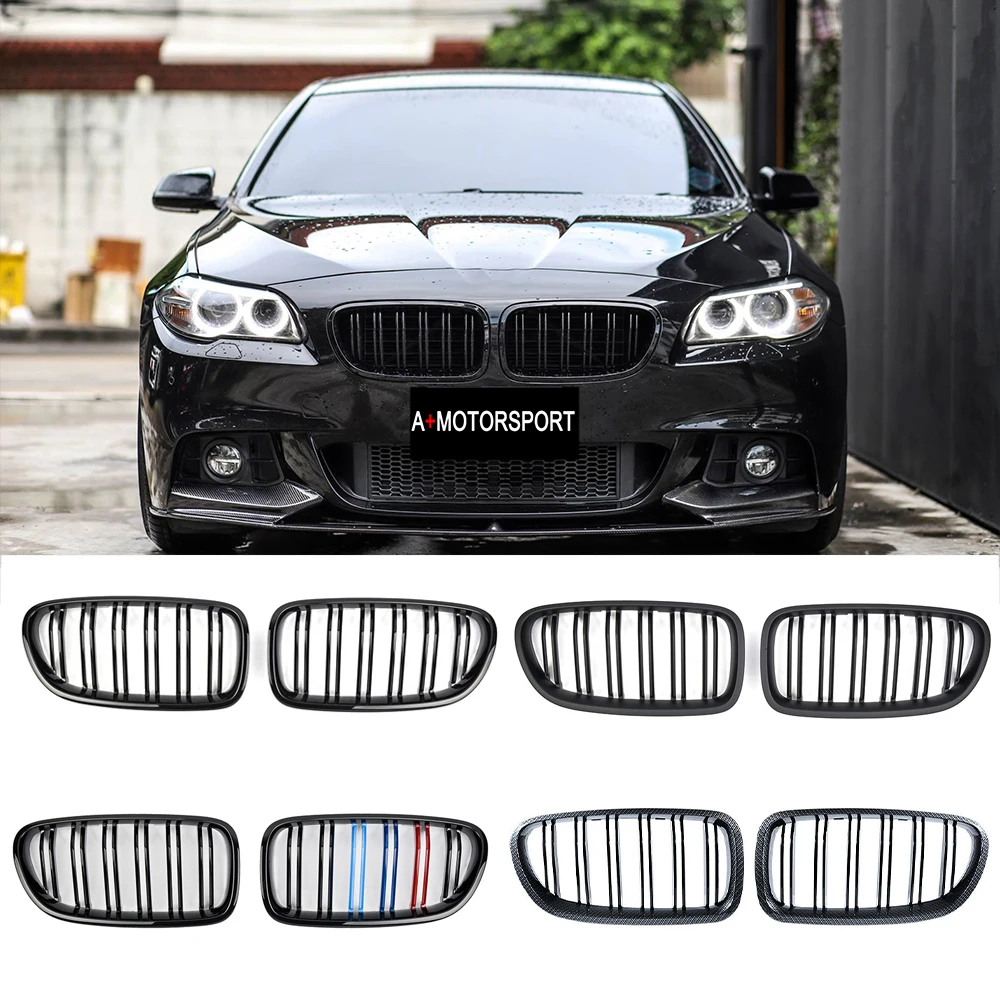 Car Gloss Black Kidney Grill Dual Slats Racing Grill For BMW 5 Series F10 F11 F18 520d 530d 540i 2010-2017 Replacement Part