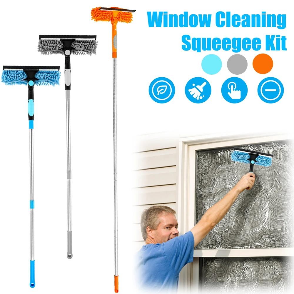 Fensterreinigungswerkzeug, 2-in-1-Reinigungsrakel-Set, 35–59,5 Zoll, skalierbares Reinigungswerkzeug, drehbar, doppelseitig, Glasreiniger, Mopp