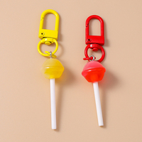 Cute Resin Candy Lollipop Keychain Mini 3D Simulation Food Key Rings for Women Girls Handbag Pendant DIY Kids Jewelry Gifts