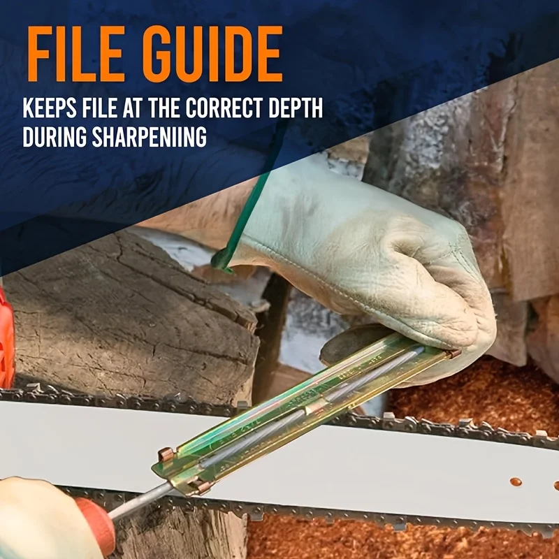 Chainsaw Sharpening Kit - 9 Piece Set with Round Files (5/32", 3/16", 7/32"), Flat File (6"), Handle, Filing Guide, and Travel P