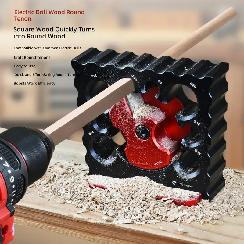 Electric Drill Round Wood Tenon Cutter Semi Automatic Rotating Drill Bit for Square Bar Solid Wood Round Bar Auxiliary Tool