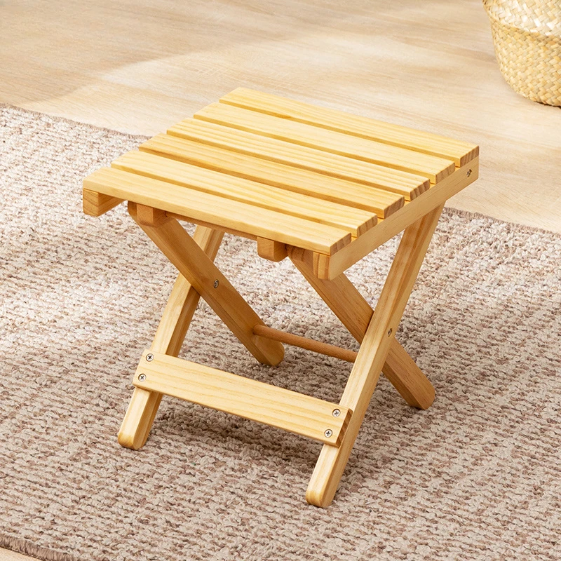 

Outdoor Small Folding Stool Portable Wooden Stool Chair Lightweight Fold-up Step Stool Heavy Duty Folding Foot Rest For Hiking