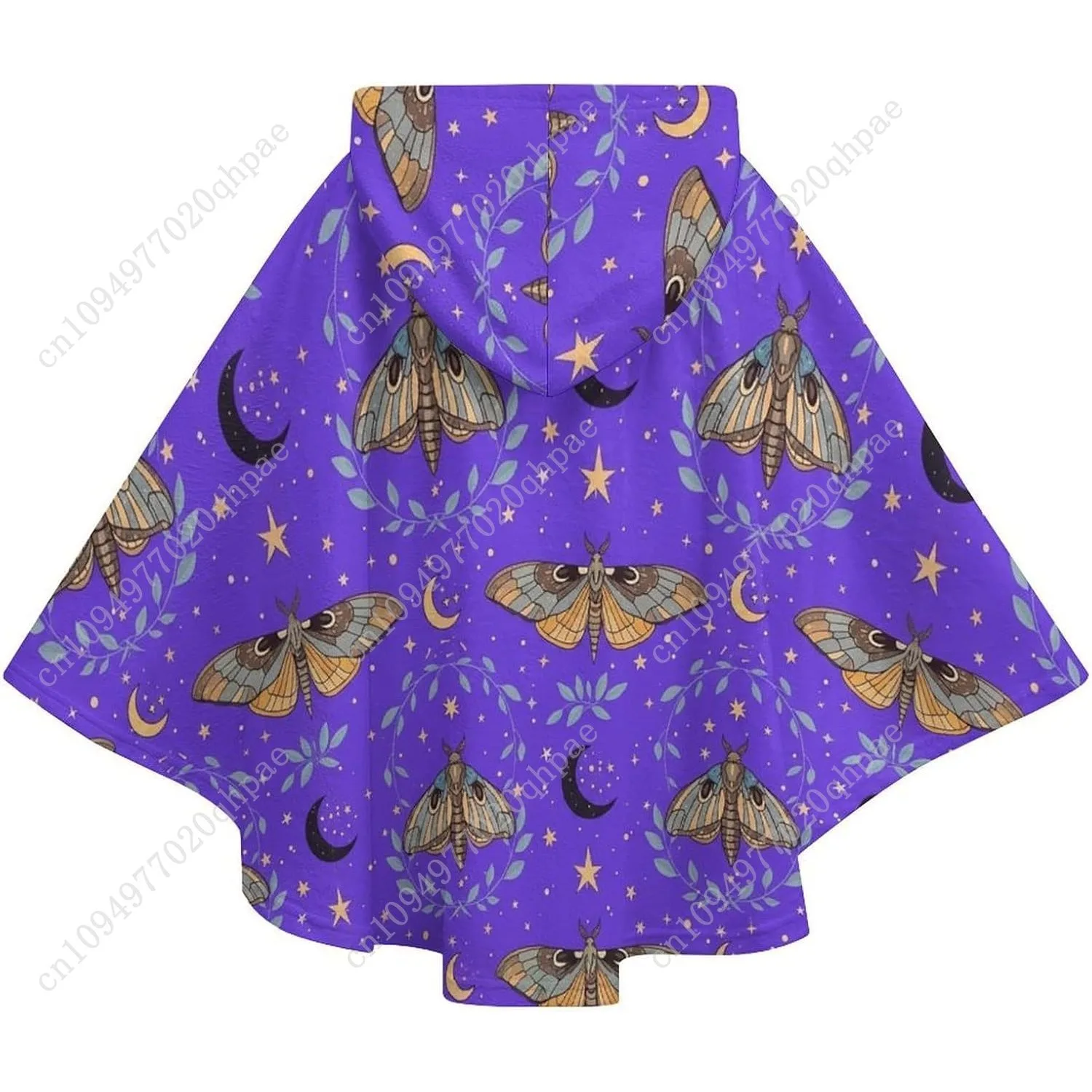 سترة بطانية مريحة من الفلانيل، سترة بغطاء للرأس كبيرة الحجم بأوراق الأقمار والنجوم مع جيوب للأطفال والمراهقين #6