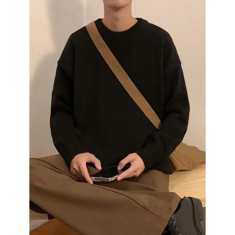 فضفاض الرجال تريكو الشتاء عارضة Sle ملابس داخلية بسيطة كسول Faion اليابانية الرجعية سترة Jaet البوليستر الألياف معطف