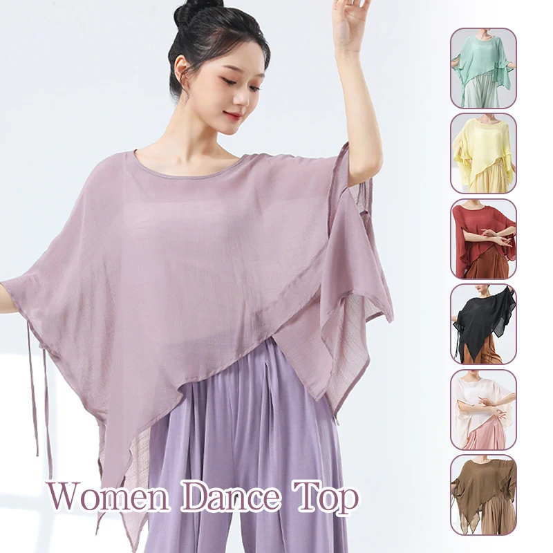 Women Casual Loose T-Shirts Jazz Dance Modern Dance Cover Up Latin Dance Clothes Ballroom Rumba Tops Practice Stage Costume