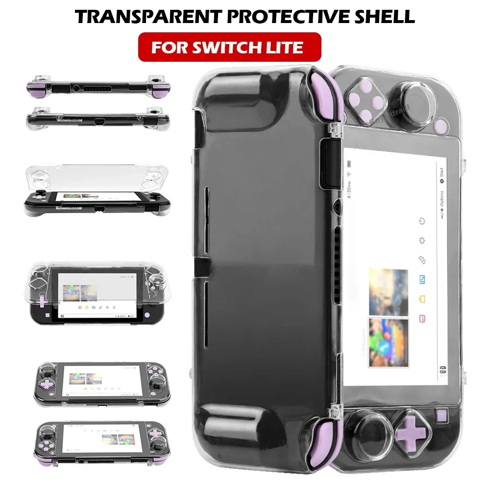 Fotografia 4: Capa transparente com glitter para switch lite, capa protetora transparente e completa, super leve, com estrutura de cristal integrada em pc