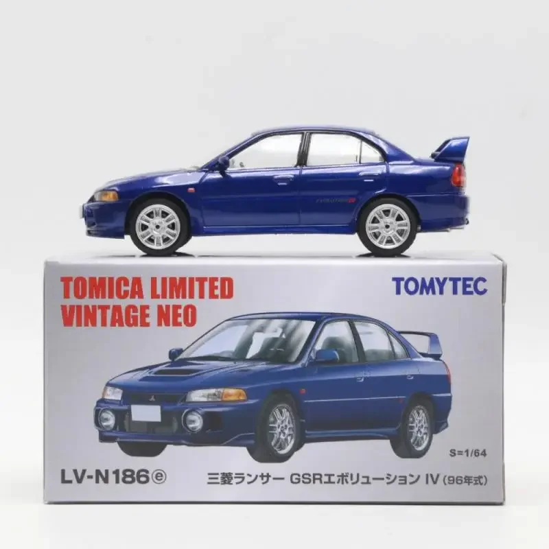 TOMYTEC 1:64 TLV N186e Lancer GSR Evolution IV مجموعة نماذج من السبائك الزرقاء عرض الهدايا