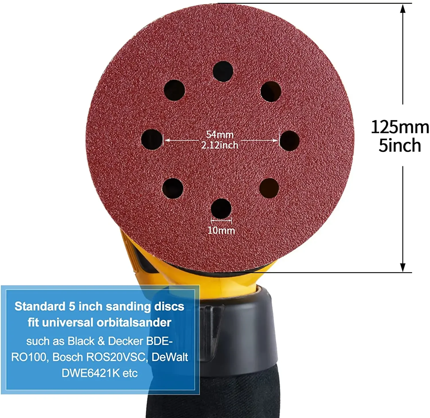 5 Inch 8 Hole Sanding Discs 5/10/25/50 Pcs Hook and Loop Adhesive Sandpaper for Random Orbital Sander 40-2000 Grits Polishing